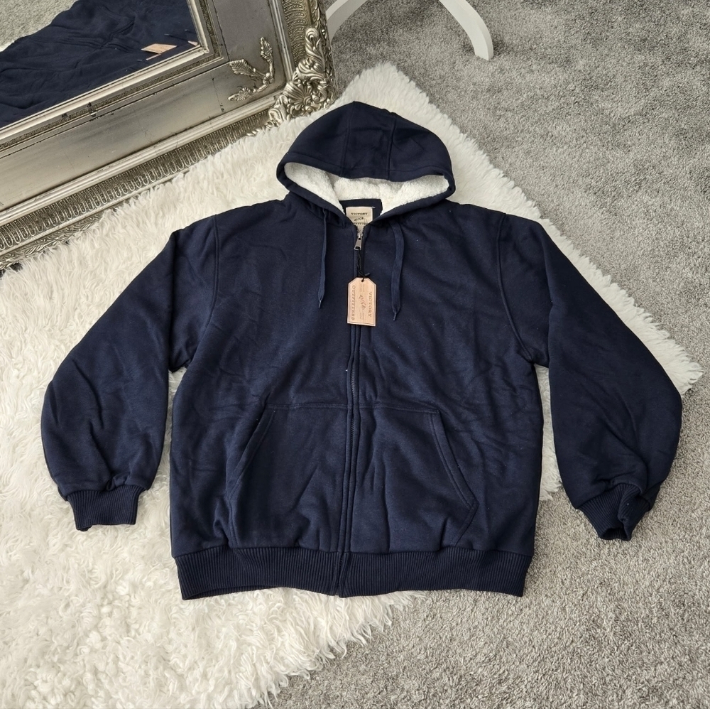 Victory Outfitters Men's Heavyweight Sherpa lined Fleece Full Zip Hoodie. Color: